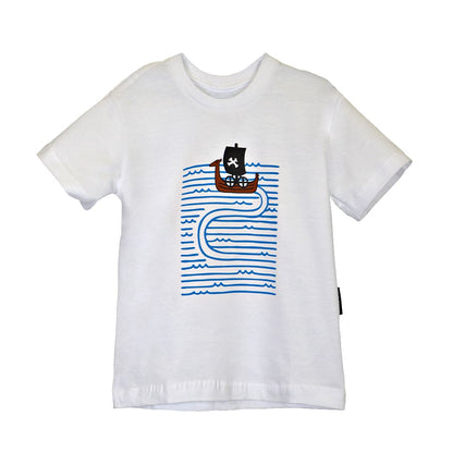 Camiseta Manga Corta Infantil Barco Pirata