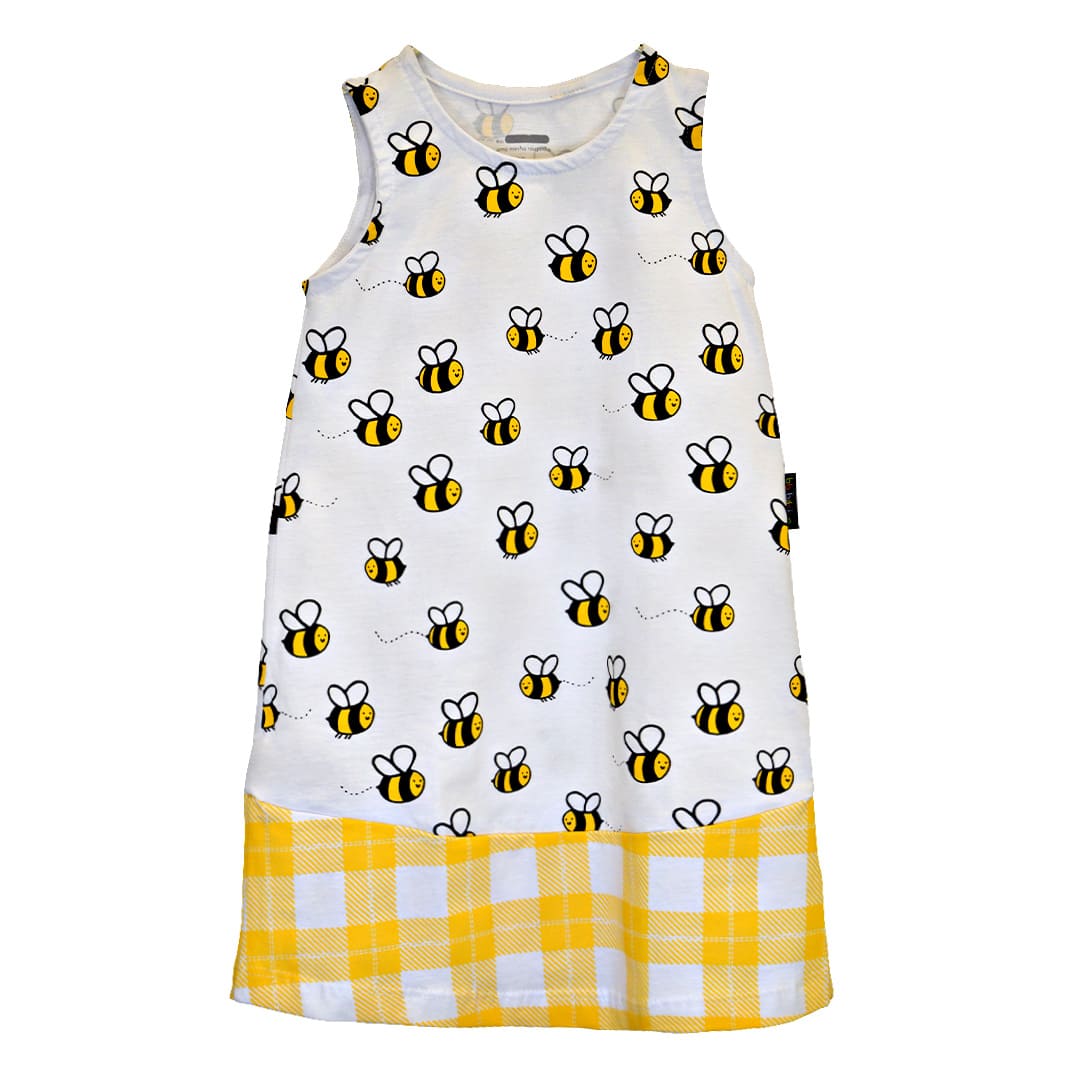 Vestido Infantil Abejas y Cuadros