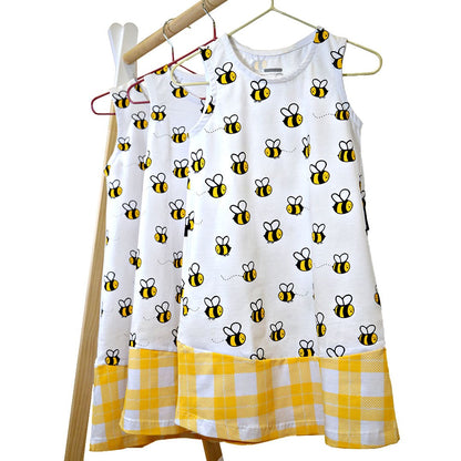 Vestido Infantil Abejas y Cuadros